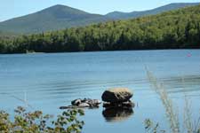 large rock in Maine lake